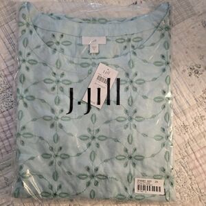 J.Jill Light Blue Embroidered Top